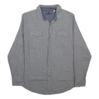 WOOLRICH Mens Grey Blue Cotton Shirt L Button Pocket Casual Workwear
