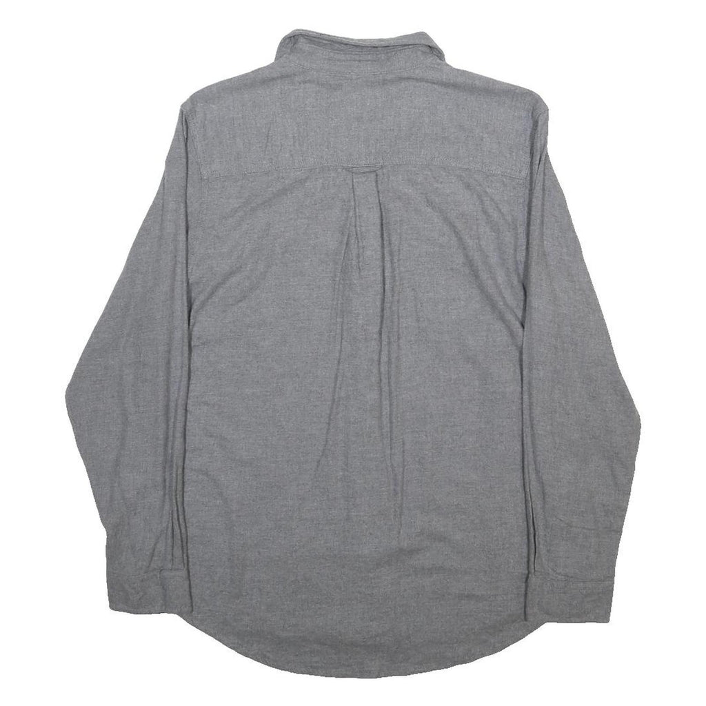 WOOLRICH Mens Grey Blue Cotton Shirt L Button Pocket Casual Workwear
