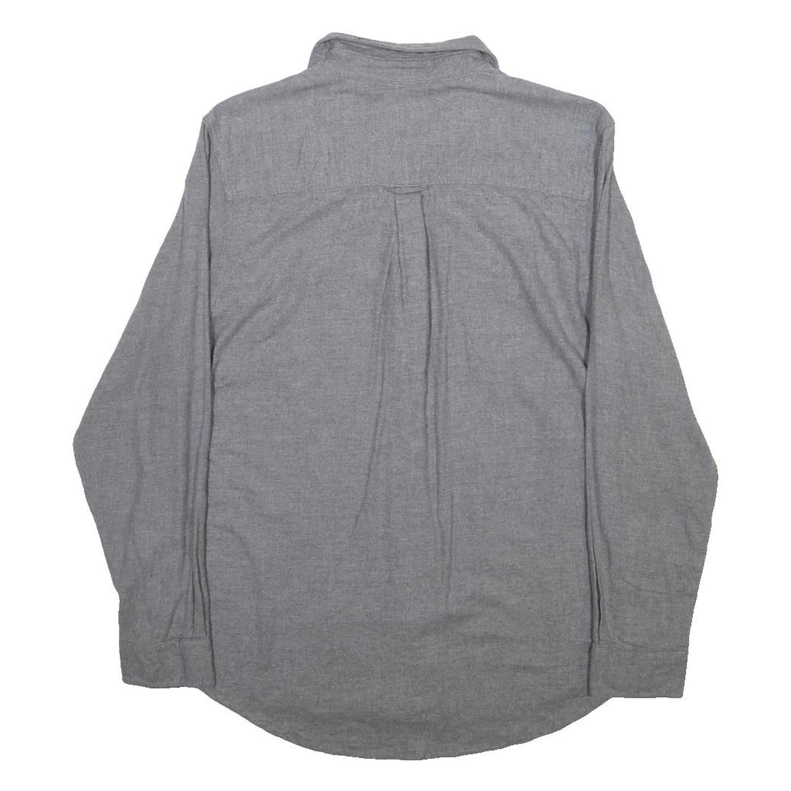 WOOLRICH Mens Grey Blue Cotton Shirt L Button Pocket Casual Workwear