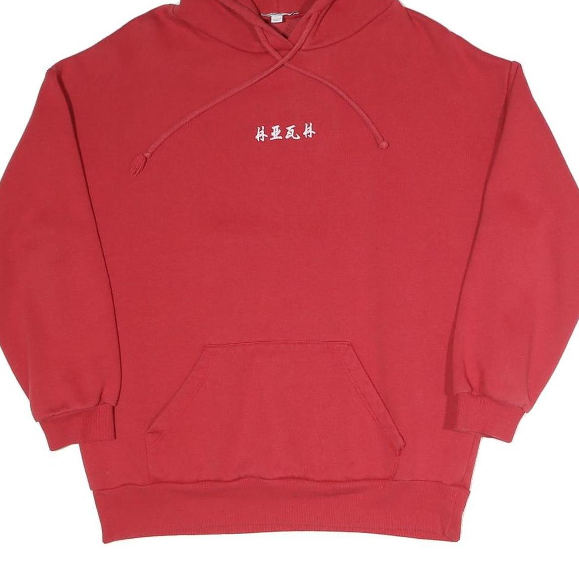 SUBDUED Mens Red Hoodie M Cotton Blend Pullover Graphic Print