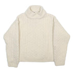 ARAN CRAFTS Boys Cream Wool Patterned Roll Neck Pullover Jumper S Warm Knit