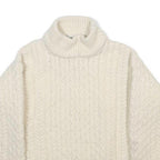 ARAN CRAFTS Boys Cream Wool Patterned Roll Neck Pullover Jumper S Warm Knit