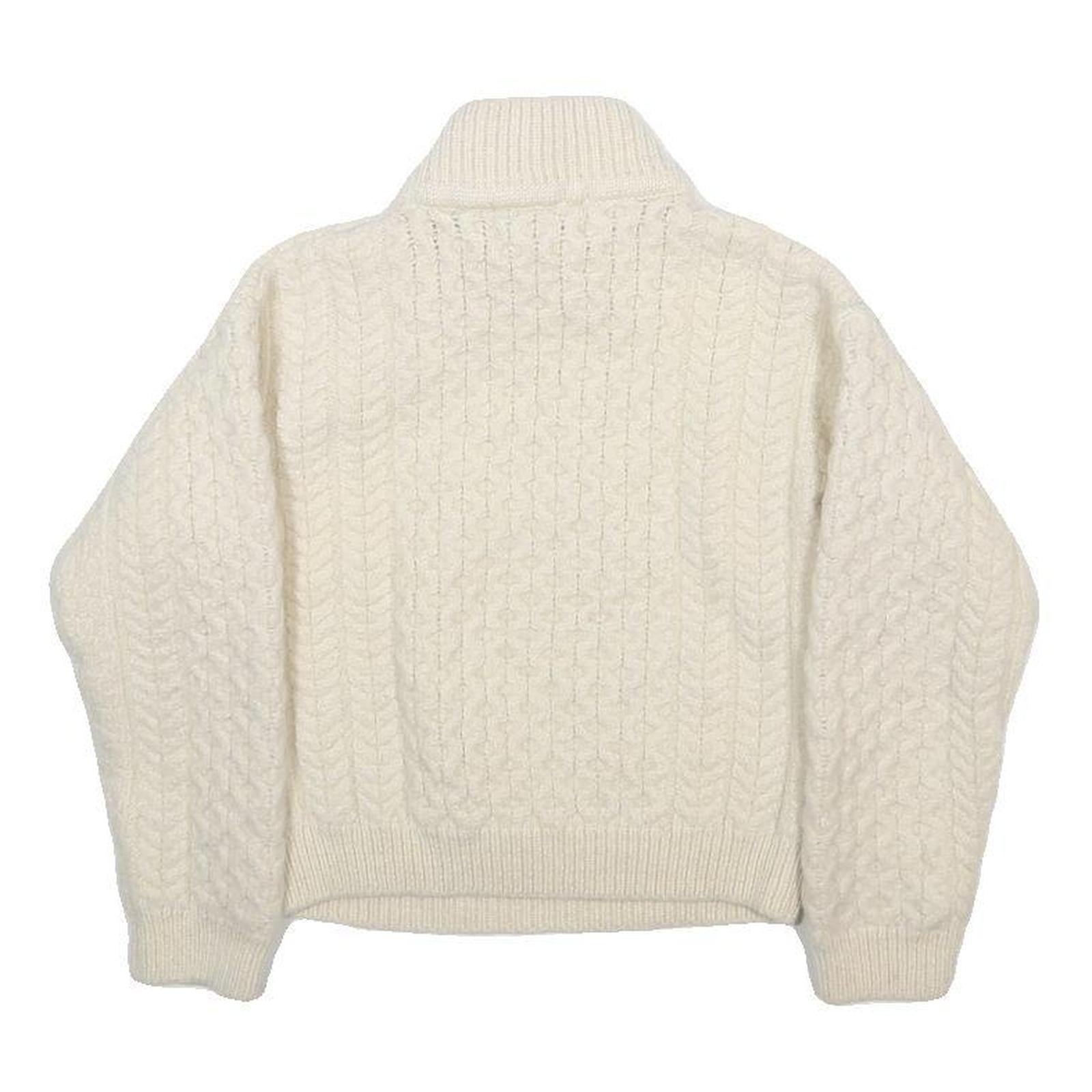 ARAN CRAFTS Boys Cream Wool Patterned Roll Neck Pullover Jumper S Warm Knit