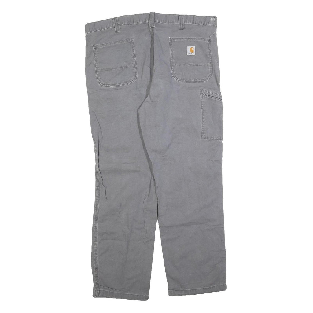 CARHARTT Mens Relaxed Fit Grey Cotton Blend Zip Trousers W40 L30 Casual Workwear