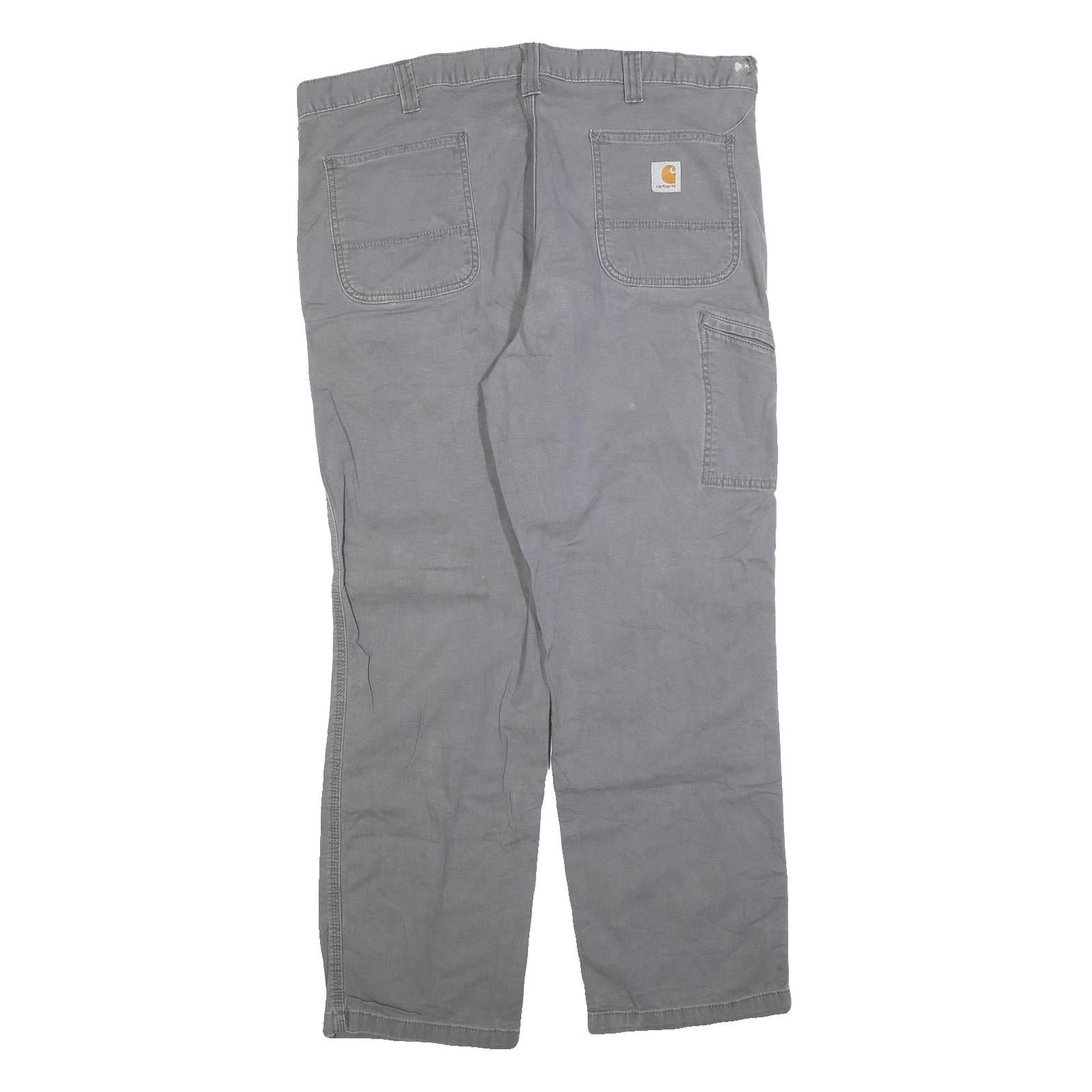 CARHARTT Mens Relaxed Fit Grey Cotton Blend Zip Trousers W40 L30 Casual Workwear