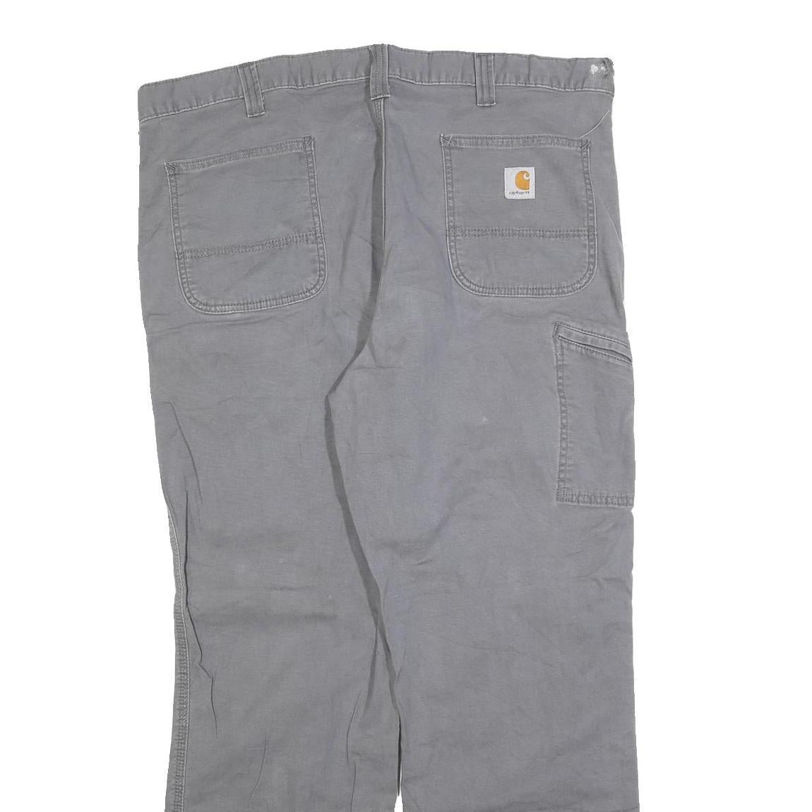 CARHARTT Mens Relaxed Fit Grey Cotton Blend Zip Trousers W40 L30 Casual Workwear
