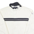 NAUTICA Mens White & Navy Striped Zip Cotton Blend Jacket L Casual Classic