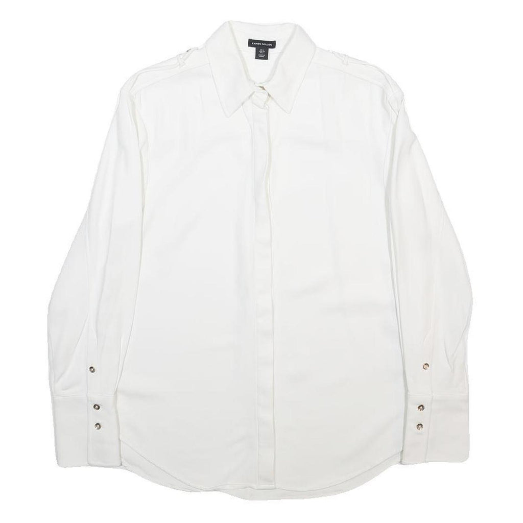 KAREN MILLEN Womens White Shirt Long Sleeve Collared UK 6 Elegant Classic
