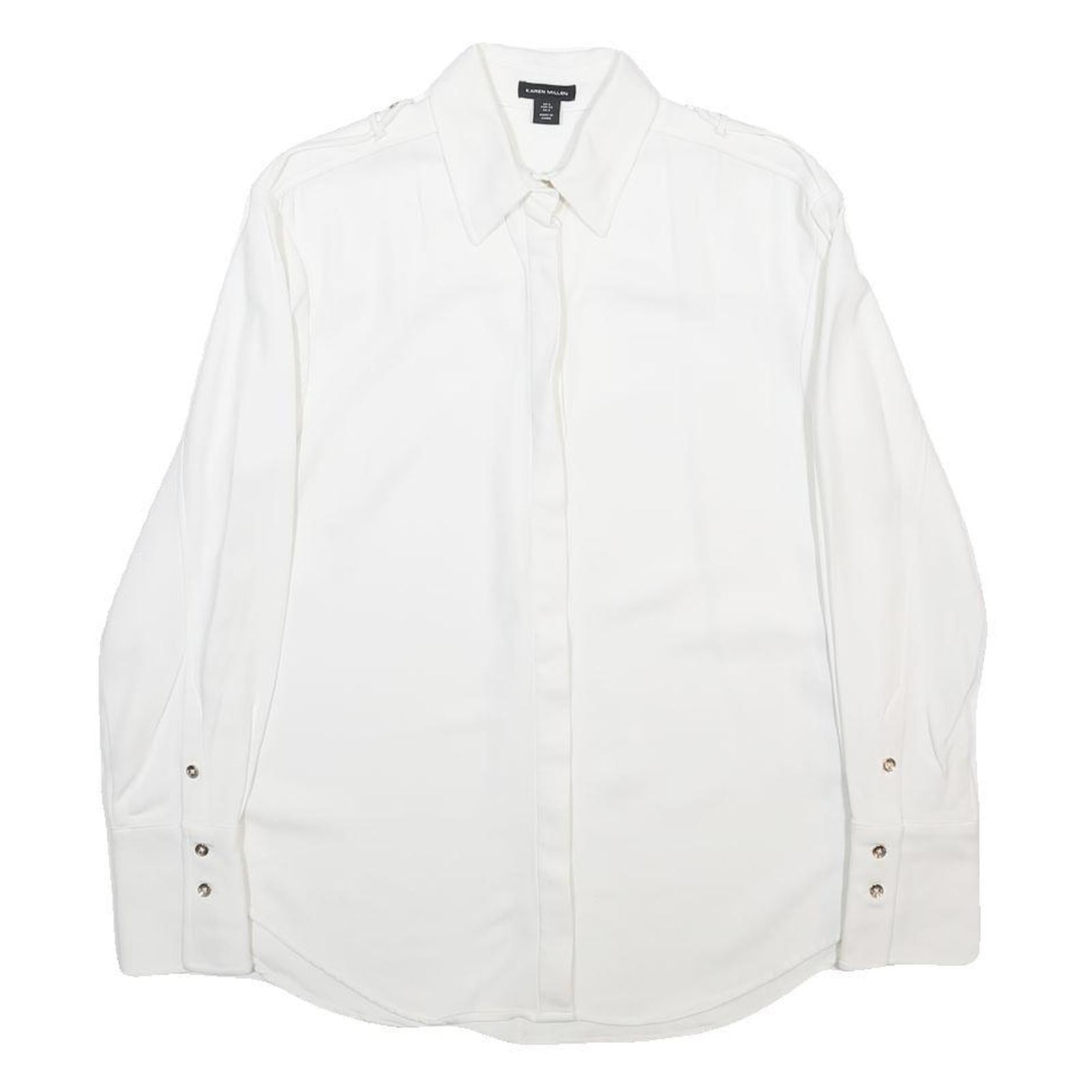 KAREN MILLEN Womens White Shirt Long Sleeve Collared UK 6 Elegant Classic