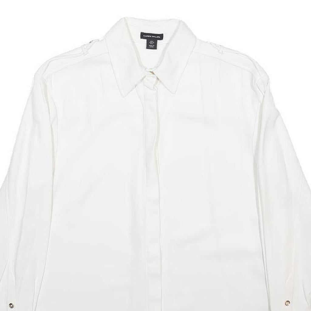 KAREN MILLEN Womens White Shirt Long Sleeve Collared UK 6 Elegant Classic