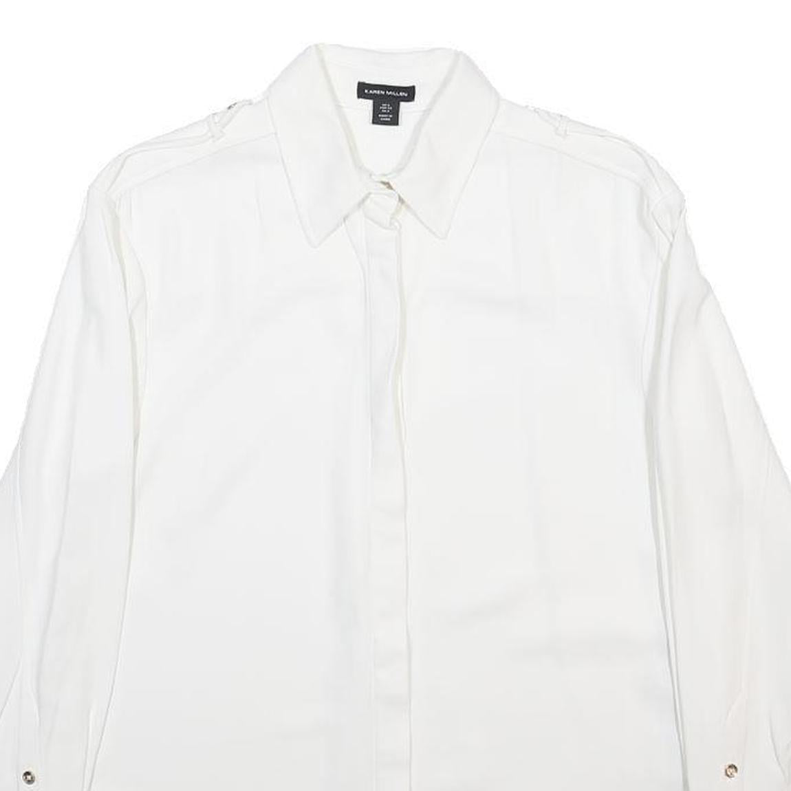KAREN MILLEN Womens White Shirt Long Sleeve Collared UK 6 Elegant Classic