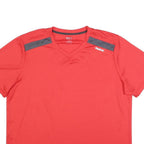 REEBOK Mens Red Athletic T-Shirt L Short Sleeve V-Neck Sports Gym Top