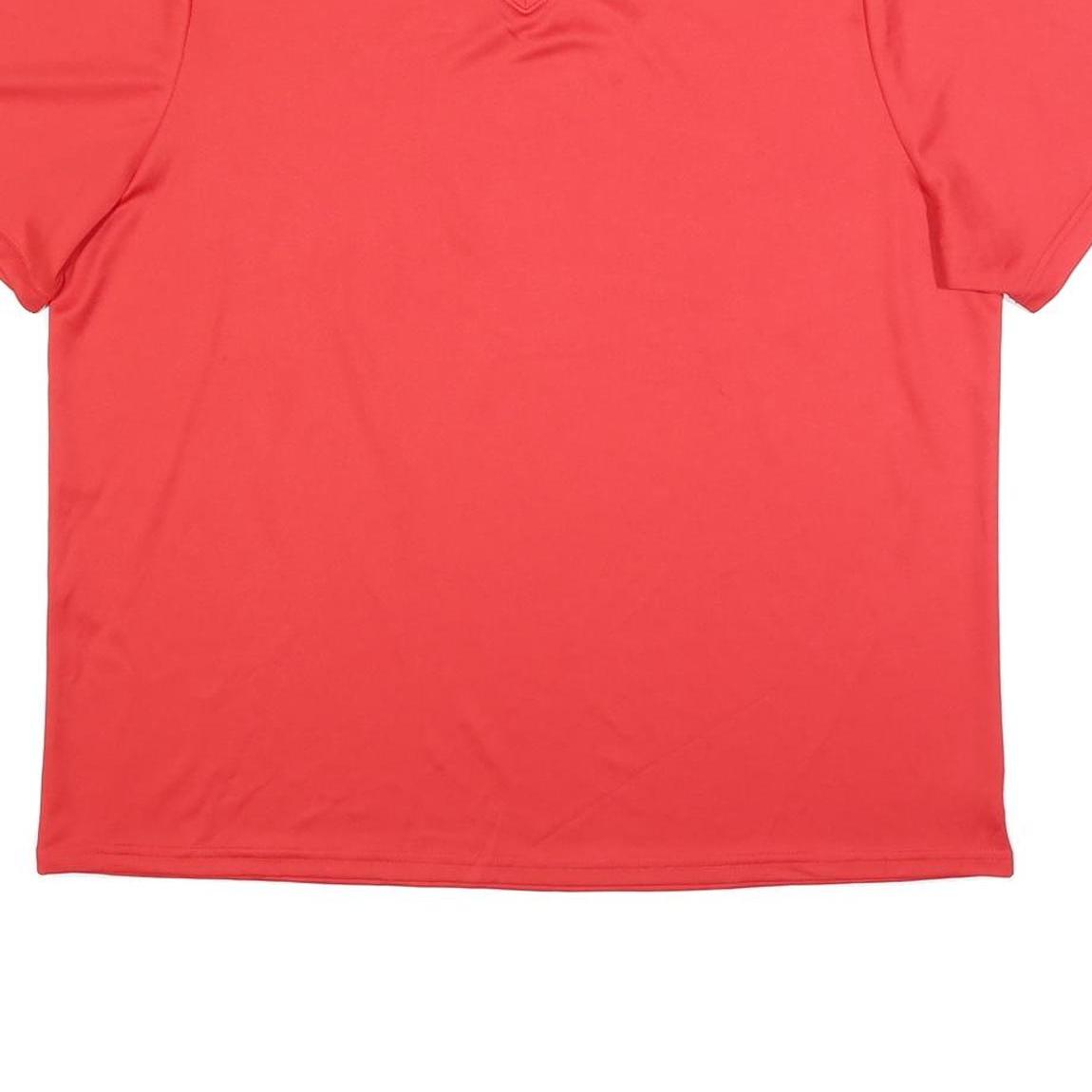 REEBOK Mens Red Athletic T-Shirt L Short Sleeve V-Neck Sports Gym Top