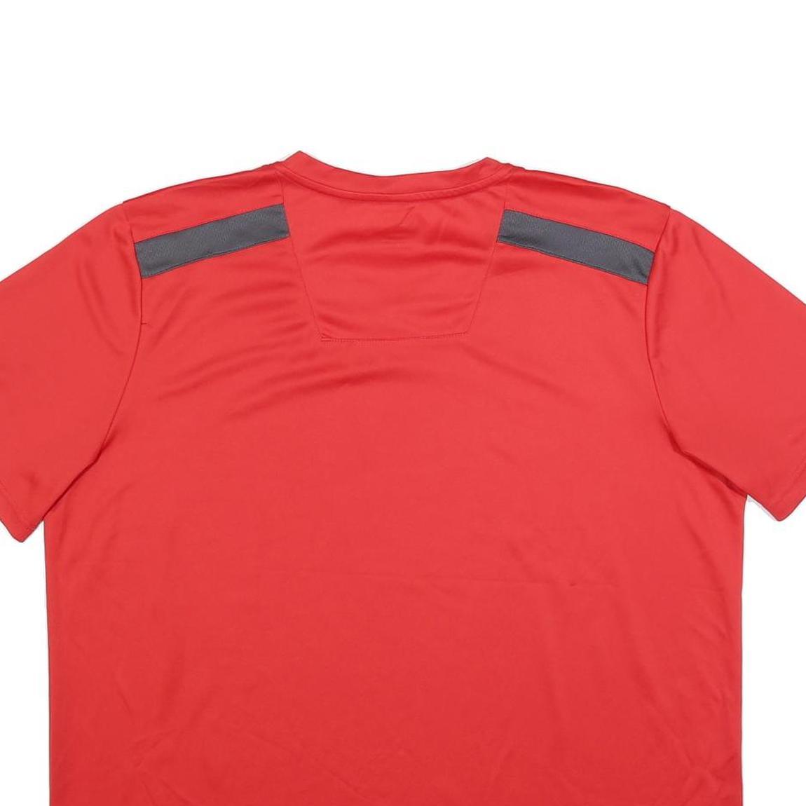 REEBOK Mens Red Athletic T-Shirt L Short Sleeve V-Neck Sports Gym Top