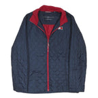 TOMMY HILFIGER Womens Navy & Red Quilted Zip Jacket M Polyester Blend Casual