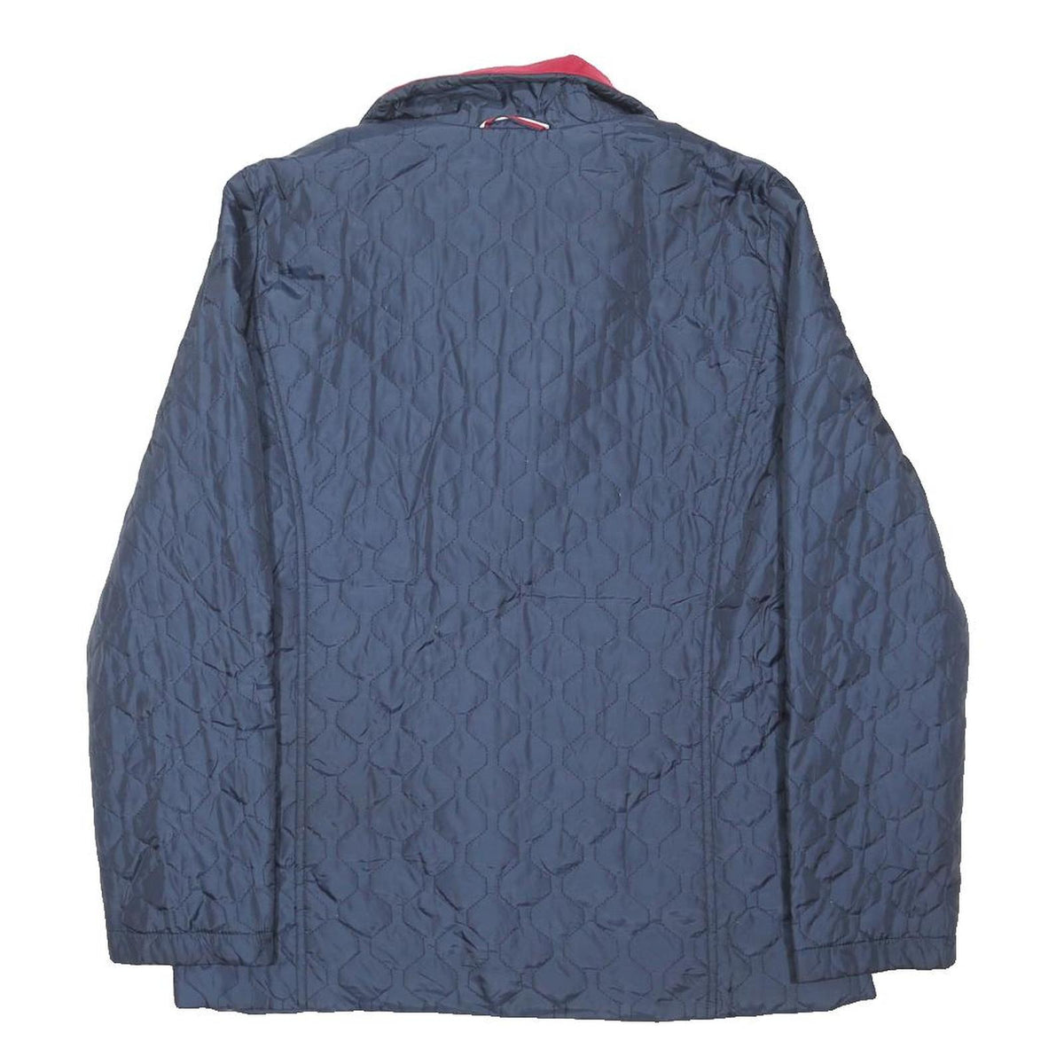 TOMMY HILFIGER Womens Navy & Red Quilted Zip Jacket M Polyester Blend Casual