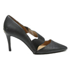CALVIN KLEIN Womens Pointed Cutout Design Leather Court Shoes Black UK 6.5