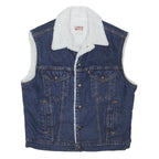 LEVI'S Mens Blue White Sherpa Denim Jacket L Cotton Blend Button Closure