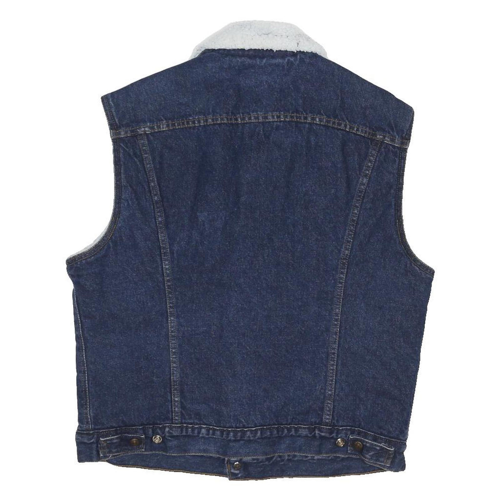 LEVI'S Mens Blue White Sherpa Denim Jacket L Cotton Blend Button Closure