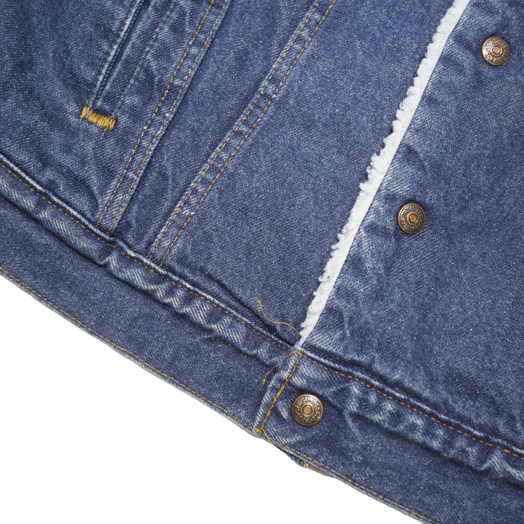 LEVI'S Mens Blue White Sherpa Denim Jacket L Cotton Blend Button Closure