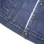 LEVI'S Mens Blue White Sherpa Denim Jacket L Cotton Blend Button Closure