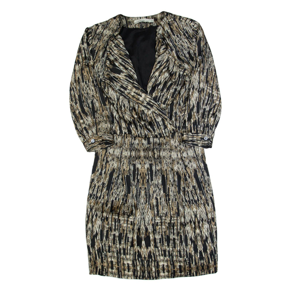 KAREN MILLEN Womens Pencil Dress Brown Crazy Pattern Knee Length UK 10