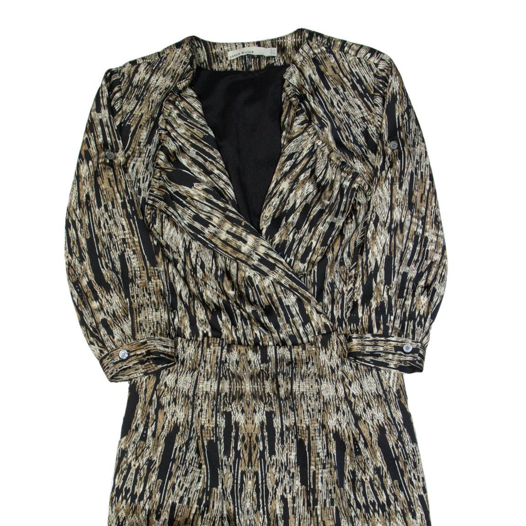KAREN MILLEN Womens Pencil Dress Brown Crazy Pattern Knee Length UK 10
