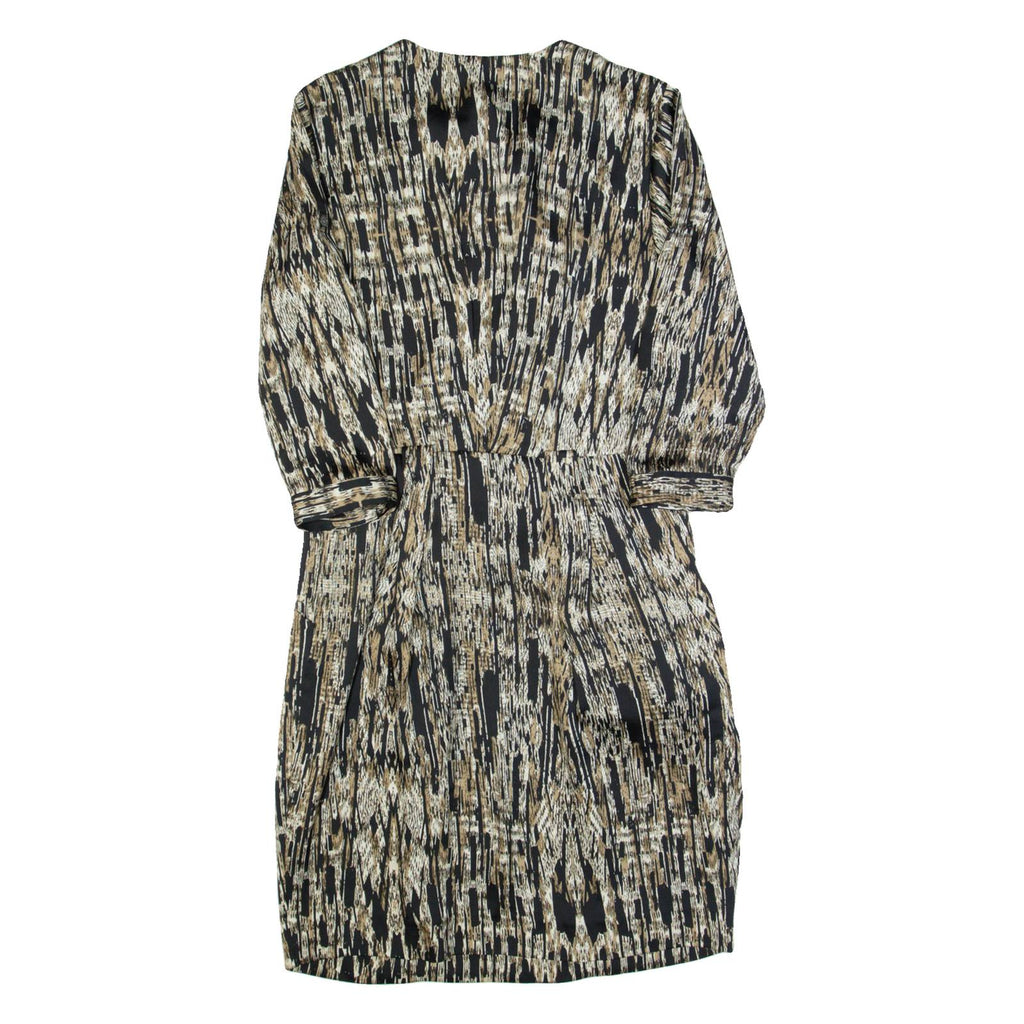 KAREN MILLEN Womens Pencil Dress Brown Crazy Pattern Knee Length UK 10