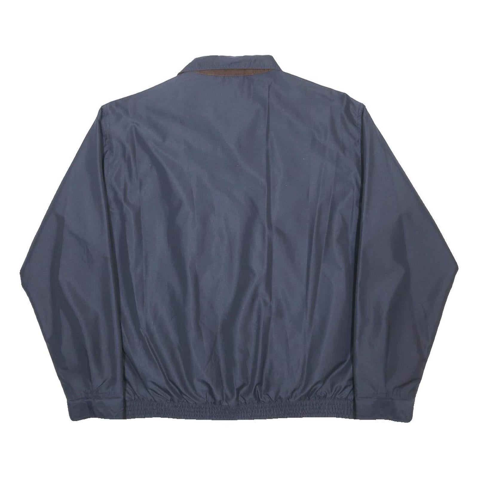 CHAPS Mens Navy Blue Harrington Jacket L Polyester Zip Plain Classic Fit