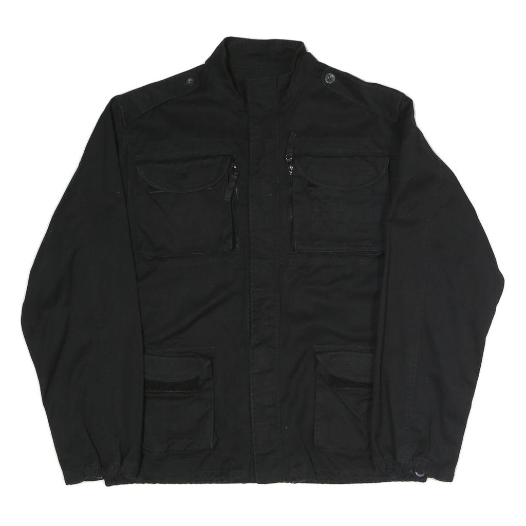 WOOLRICH Mens Black Jacket M Polyester Blend Zip Military Utility