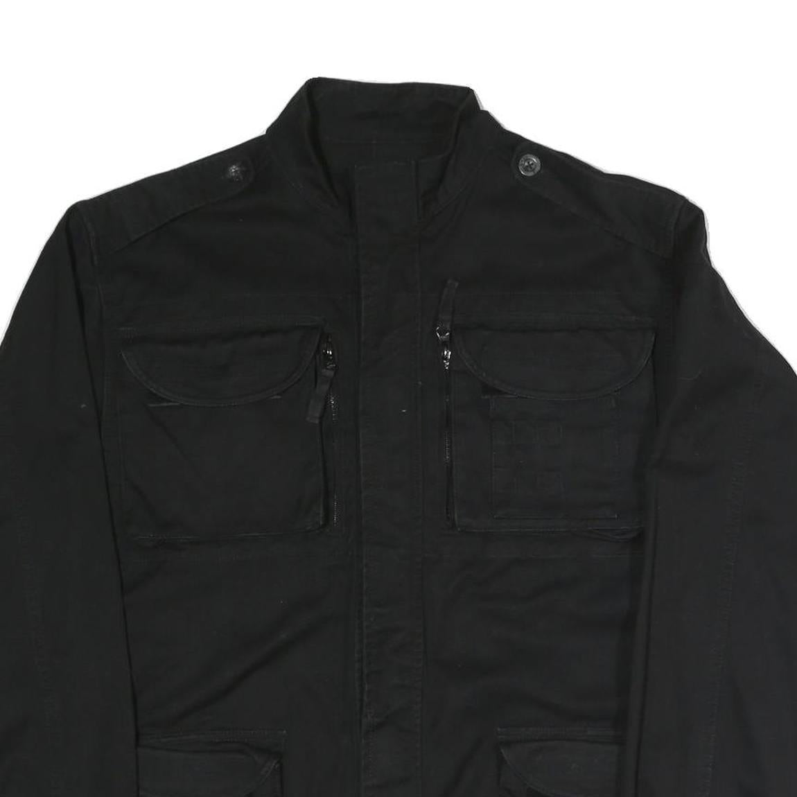 WOOLRICH Mens Black Jacket M Polyester Blend Zip Military Utility