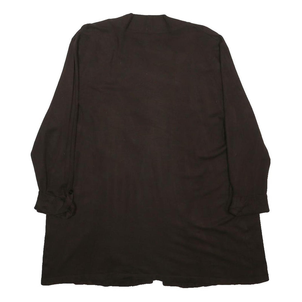 LAURA ASHLEY Womens Brown Plain Rayon Jumper XL Long Sleeve Open Front Casual
