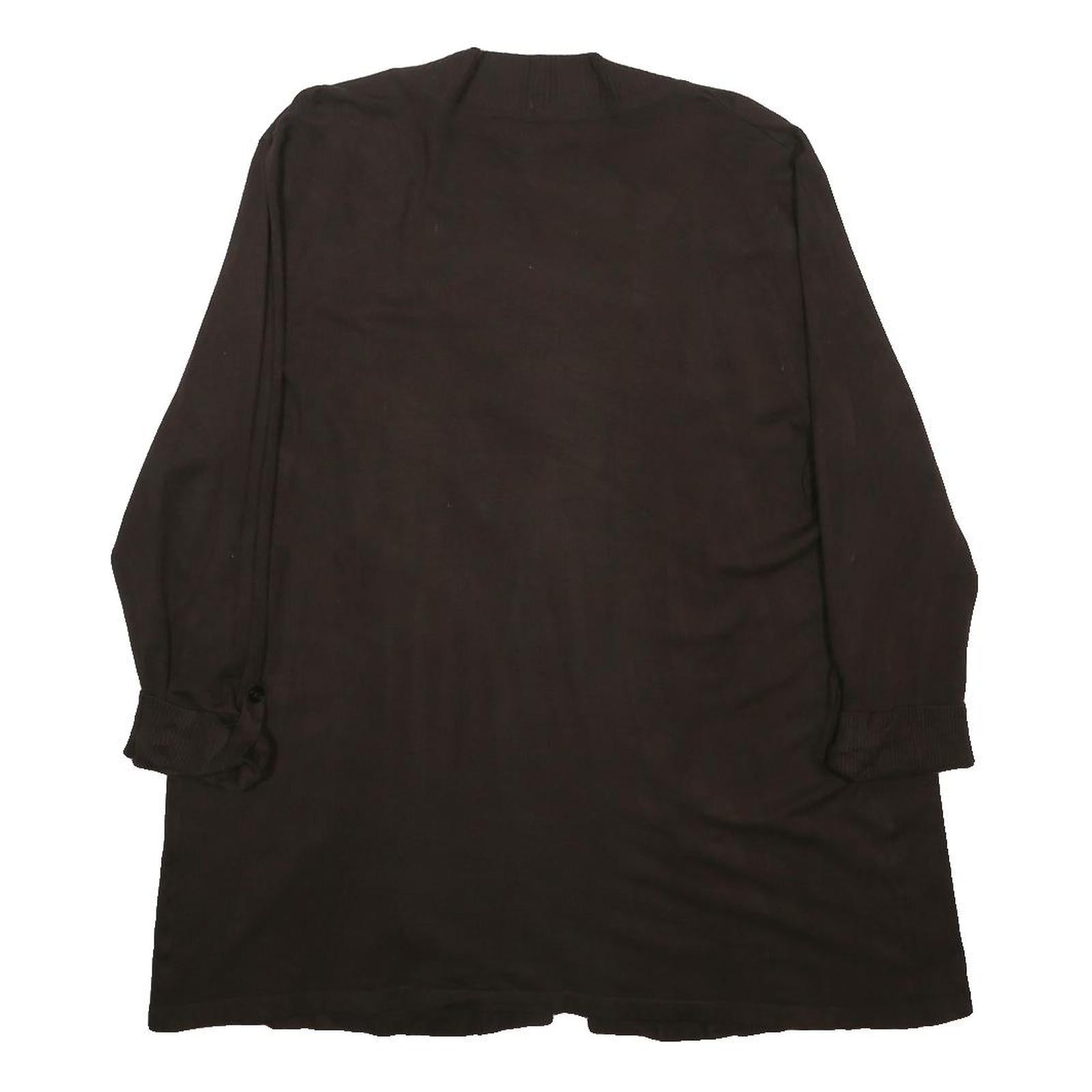 LAURA ASHLEY Womens Brown Plain Rayon Jumper XL Long Sleeve Open Front Casual