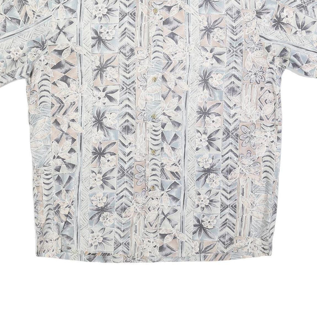 COOKE STREET Mens Beige & Grey Pattern Shirt L Casual Cotton Blend Hawaiian