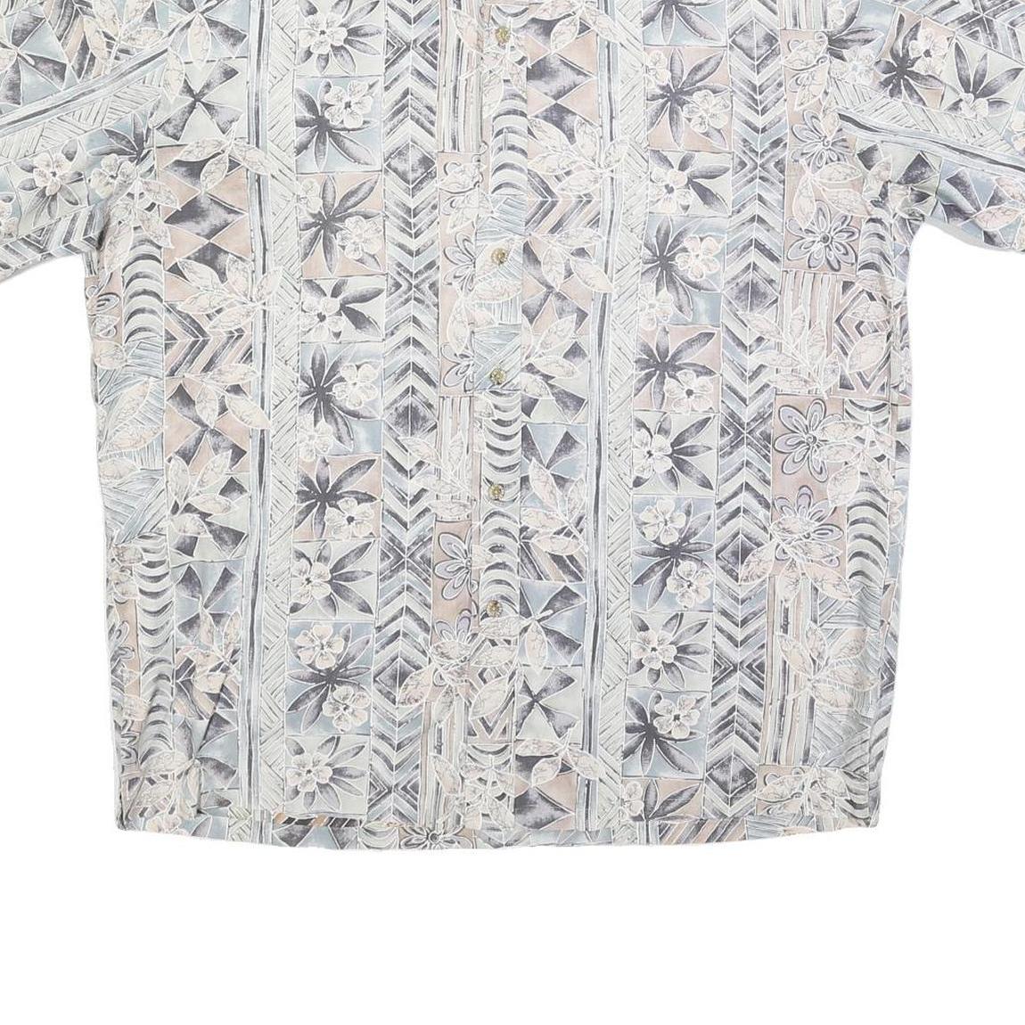 COOKE STREET Mens Beige & Grey Pattern Shirt L Casual Cotton Blend Hawaiian