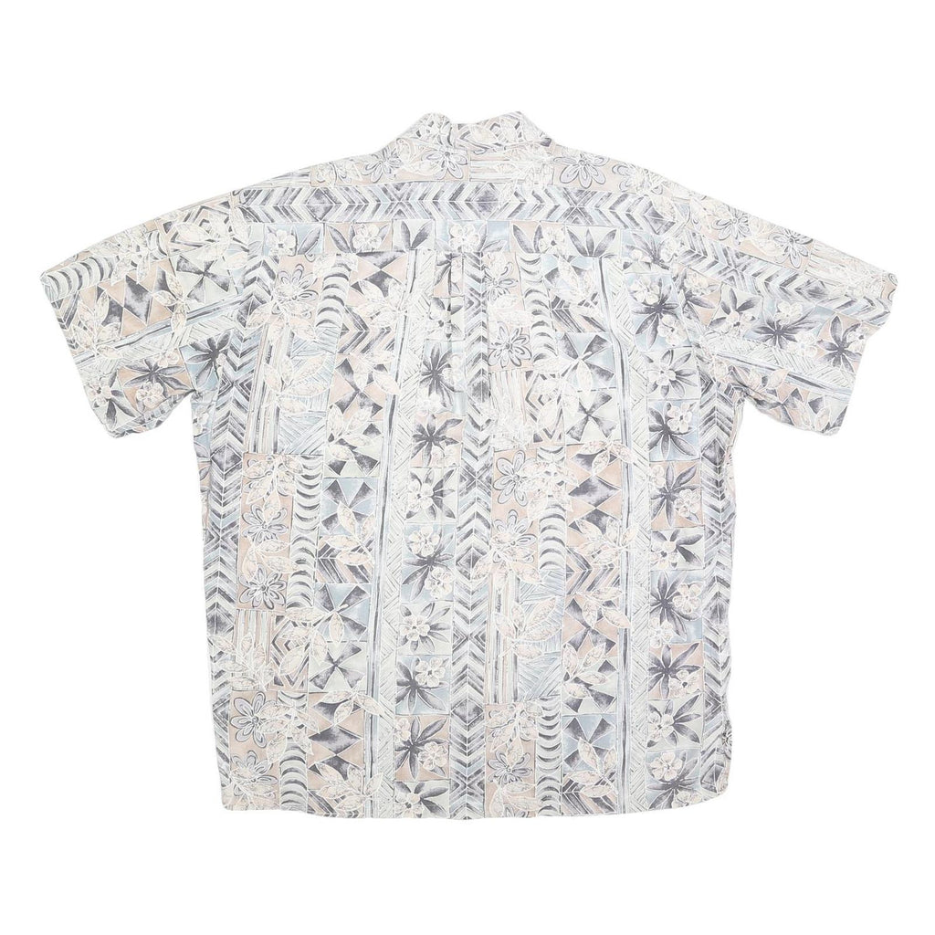 COOKE STREET Mens Beige & Grey Pattern Shirt L Casual Cotton Blend Hawaiian