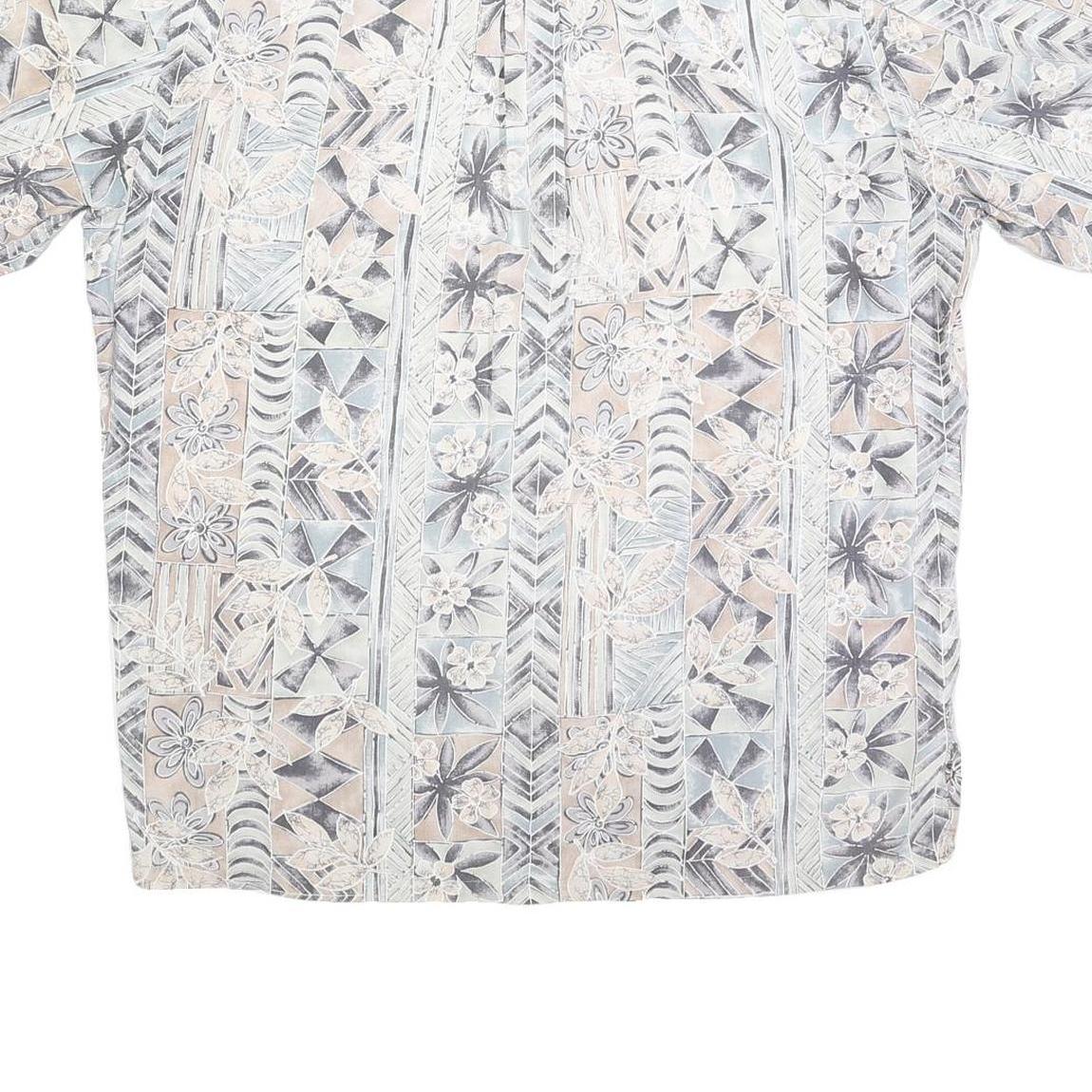 COOKE STREET Mens Beige & Grey Pattern Shirt L Casual Cotton Blend Hawaiian