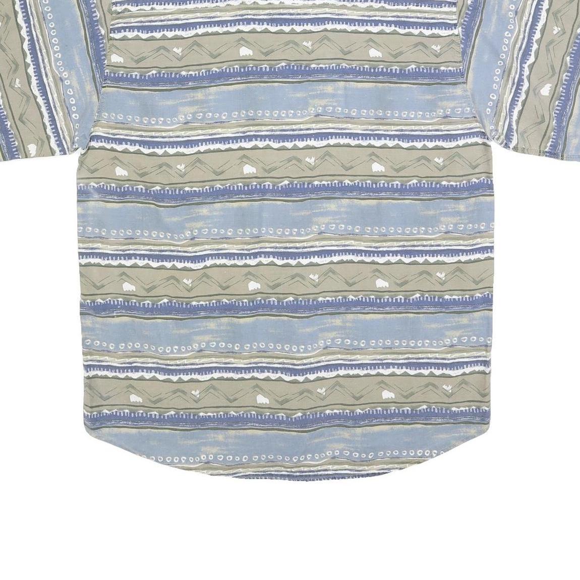 TORERO Mens Blue & Beige Pattern Shirt XL Cotton Blend Casual Summer