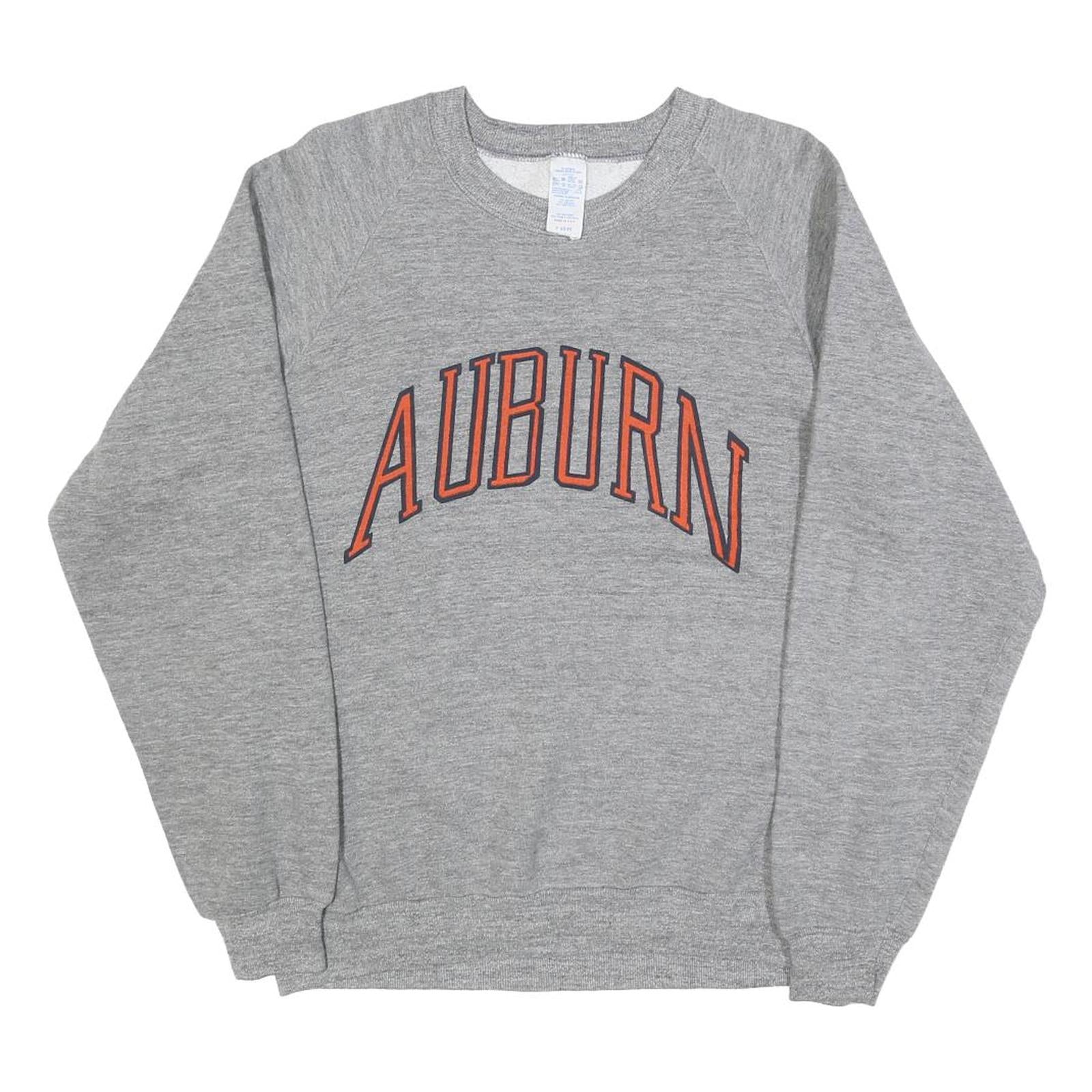 Womens Grey Auburn Crew Neck L Sweatshirt Cotton Blend Casual Cotton Sweat Top