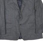 Mens Grey Wool Blend Classic Jacket L Woven Button Closure Formal Smart