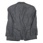 Mens Grey Wool Blend Classic Jacket L Woven Button Closure Formal Smart