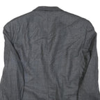 Mens Grey Wool Blend Classic Jacket L Woven Button Closure Formal Smart