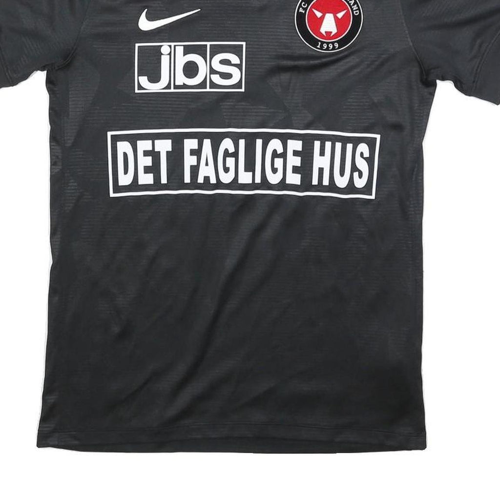 NIKE Mens Black FC Midtjylland Football Shirt S Short Sleeve Crew Neck Sports