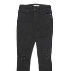 LEVI'S 721 High Rise Skinny Womens Black Slim Denim W29 L30 Ripped Knee Jeans