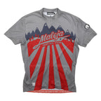 MALOJA Mens Grey & Red Cycling T-Shirt L Short Sleeve Round Neck Printed