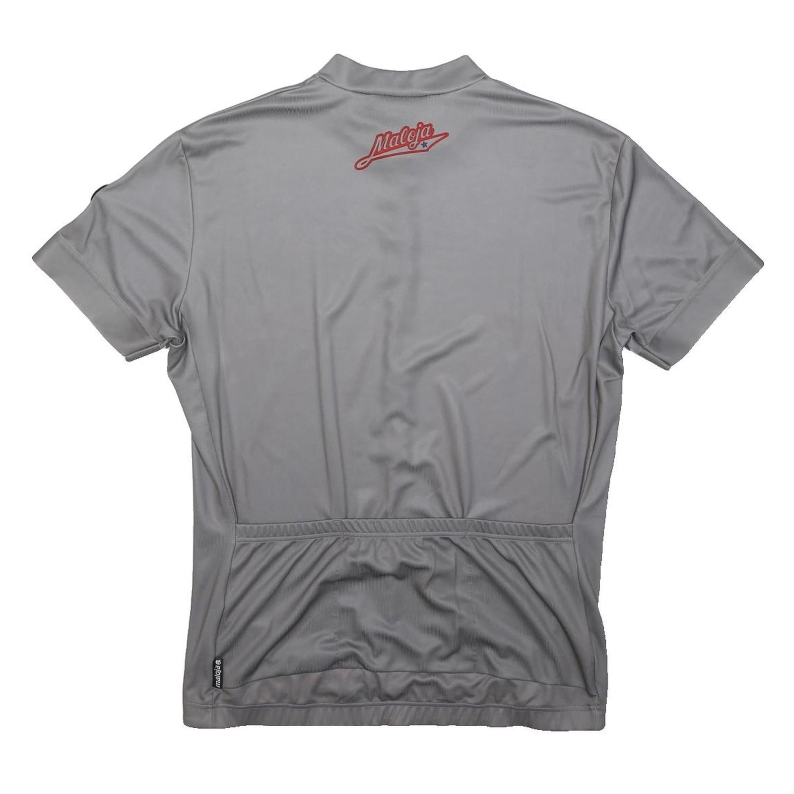 MALOJA Mens Grey & Red Cycling T-Shirt L Short Sleeve Round Neck Printed