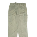 Mens Cotton Blend Beige Regular Straight Leg Trousers W31 L33 Casual Utility Zip
