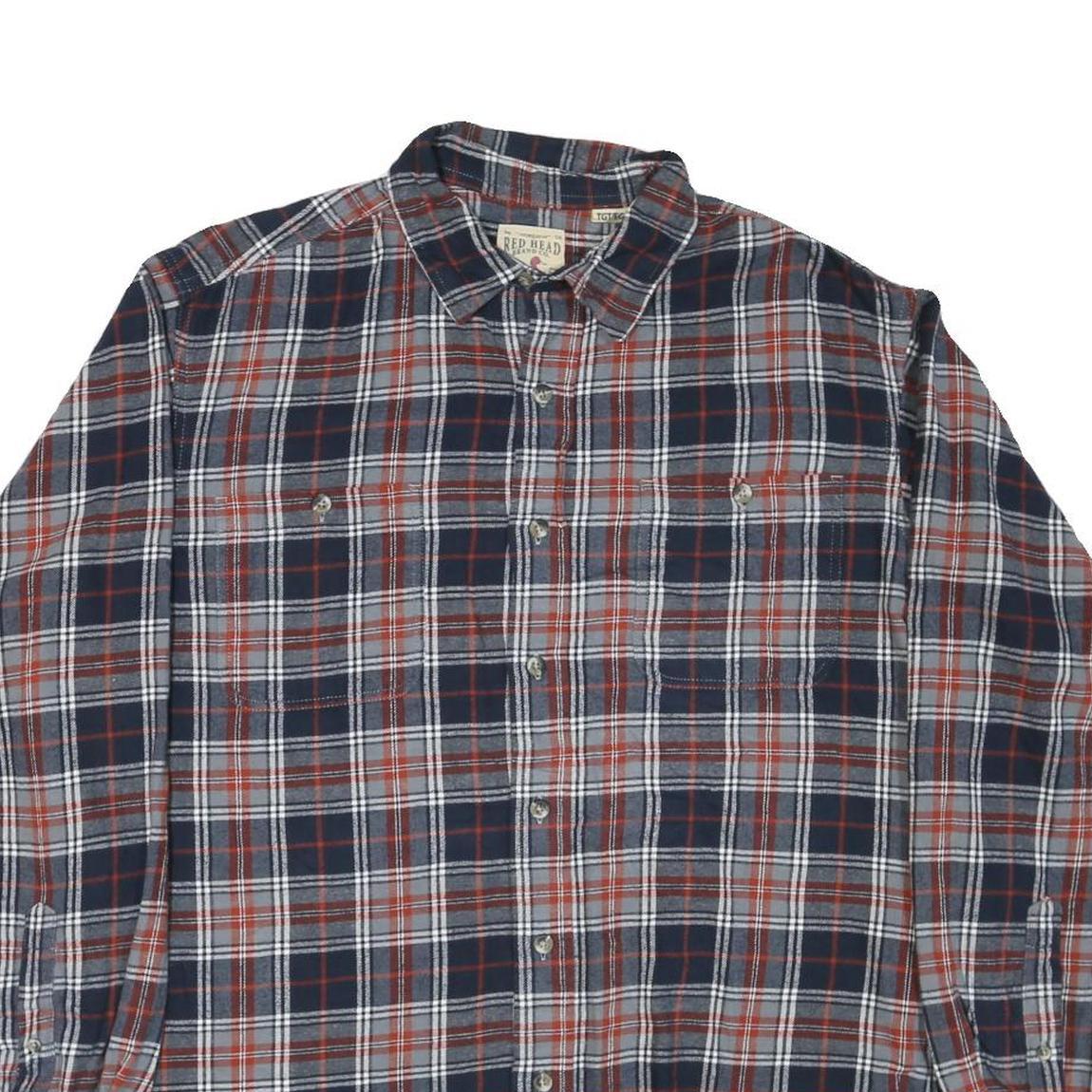 RED HEAD Mens Blue & Red Check Shirt L Cotton Blend Classic Fit Casual