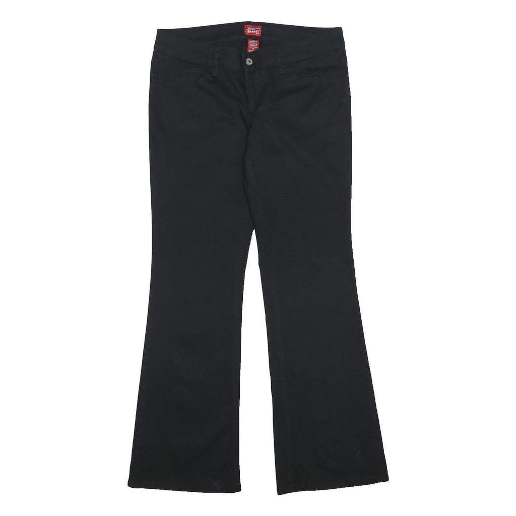 DICKIES Womens Cotton Blend Black Regular Fit Flared Trousers W33 L30 Workwear