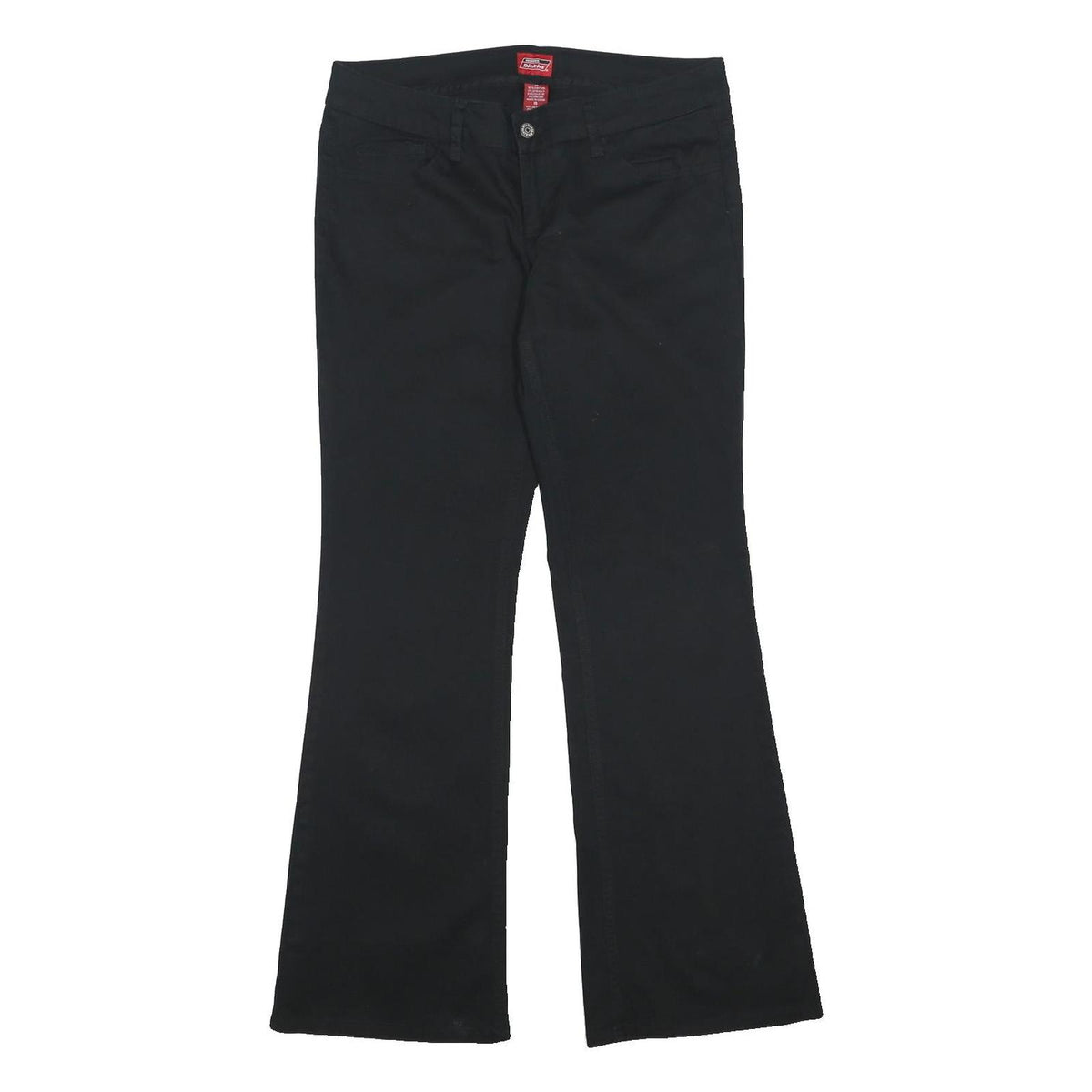 DICKIES Womens Cotton Blend Black Regular Fit Flared Trousers W33 L30 Workwear